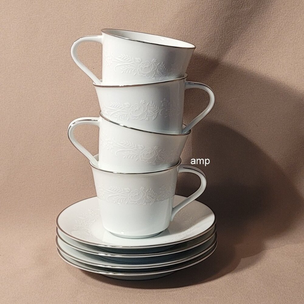 Noritake Reina 6450 (Lot of 4) Cup & Saucer Sets EXCELLENT!